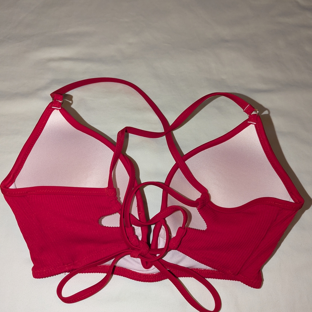 Shade & Shore Red Ribbed Bikini - Picture 3 of 6